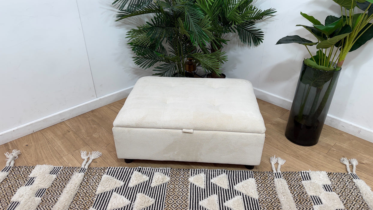 Sofology Ascot Fabric Storage Footstool in Texture Chenille Natural
