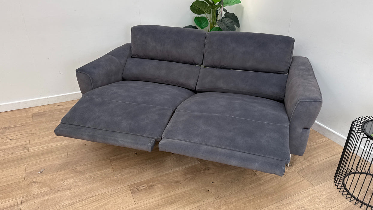 Sofology Dakota Fabric 3 Seater Power Recliner/Headrest in Lifestyle Mottled Charcoal