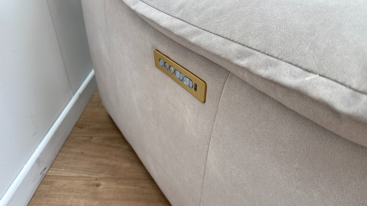 Sofology Carrera Fabric 2 Seater Power Recliner/Headrest in Lifestyle Flecked Ivory