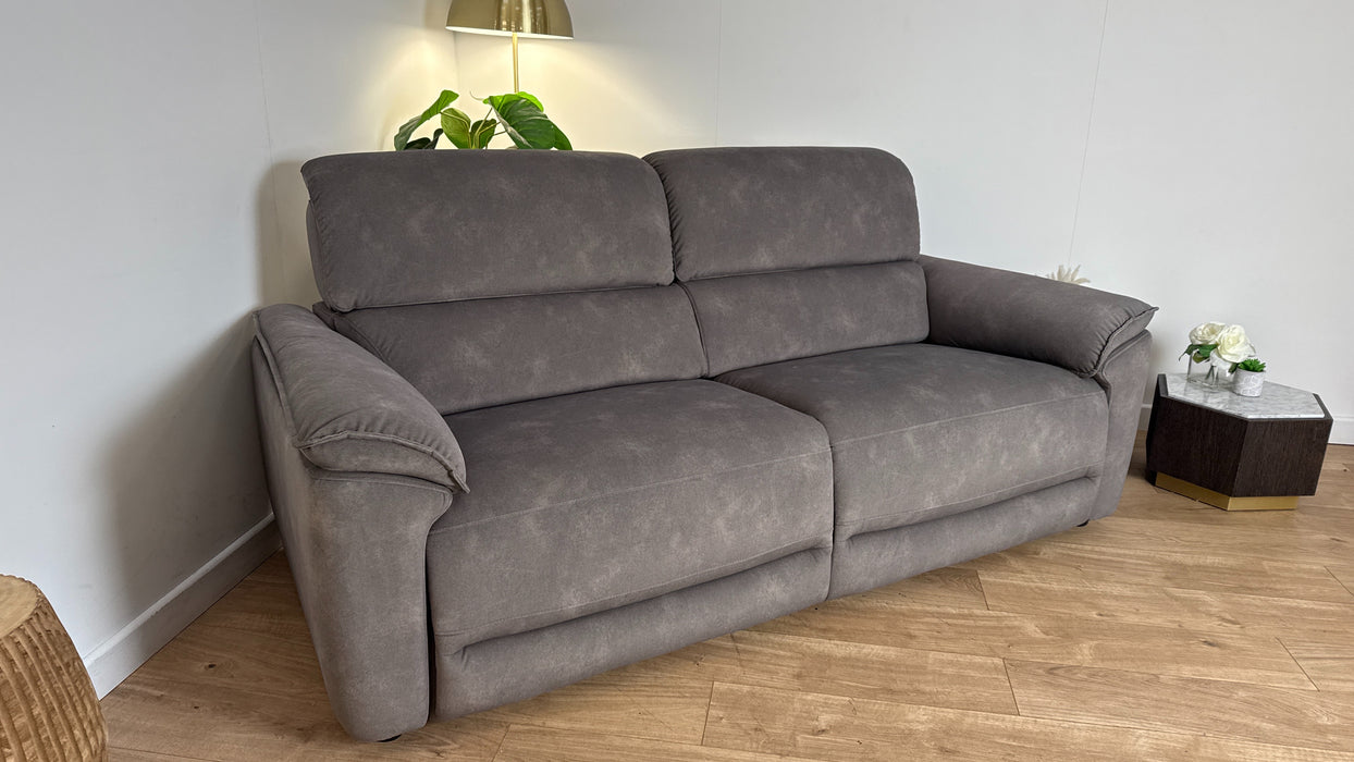 Sofology The Hugo Fabric 2 Seater Power Recliner/Headrest in Lifestyle Flecked Mocha