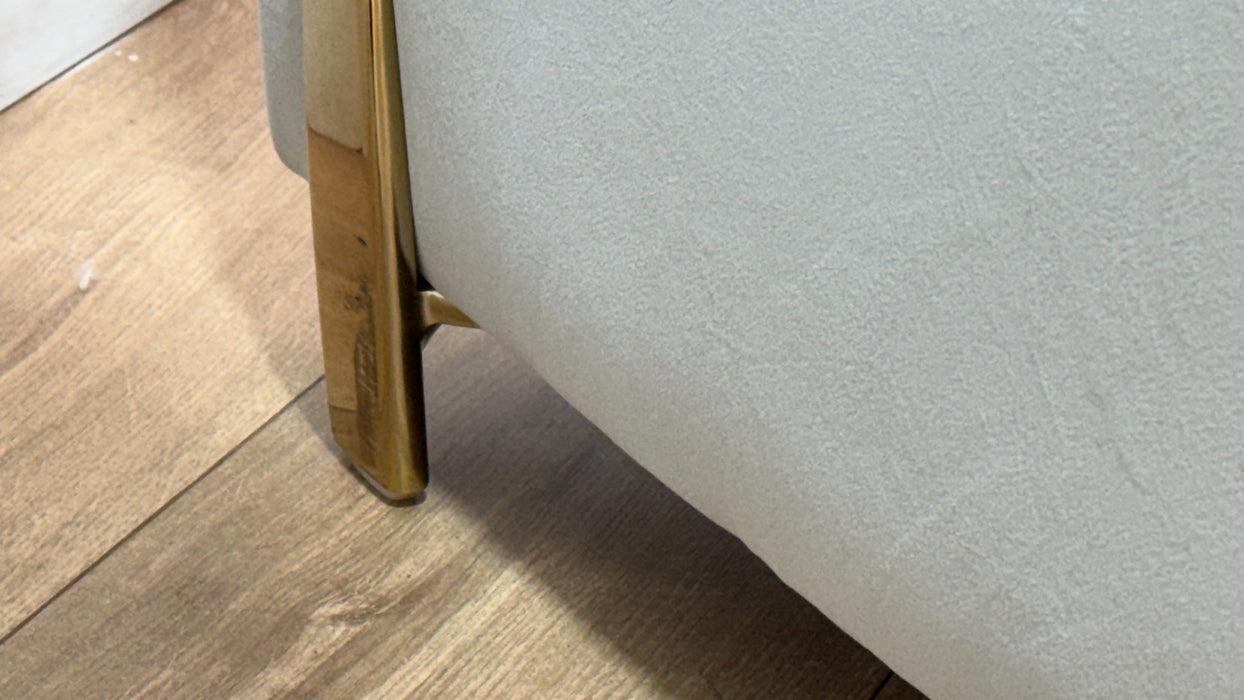 Sofology Oscar Fabric 4 Seater Split Gold Trim in Super Matt Velvet Silver Mix