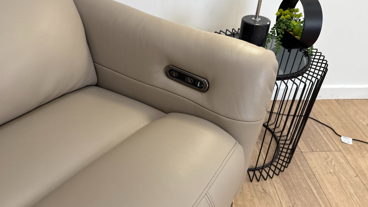 Sofology Renato Leather 2.5 Seater Console Power Recliner in Trusty Embossed Stone