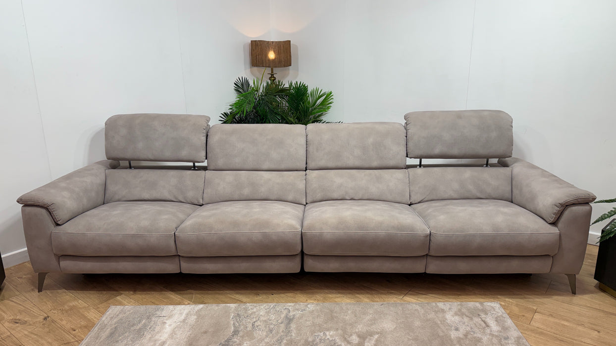 Sofology Illinois Fabric 4 Seater Split Power Recliner/Headrest Heated Seats in Lifestyle Mottled Marble