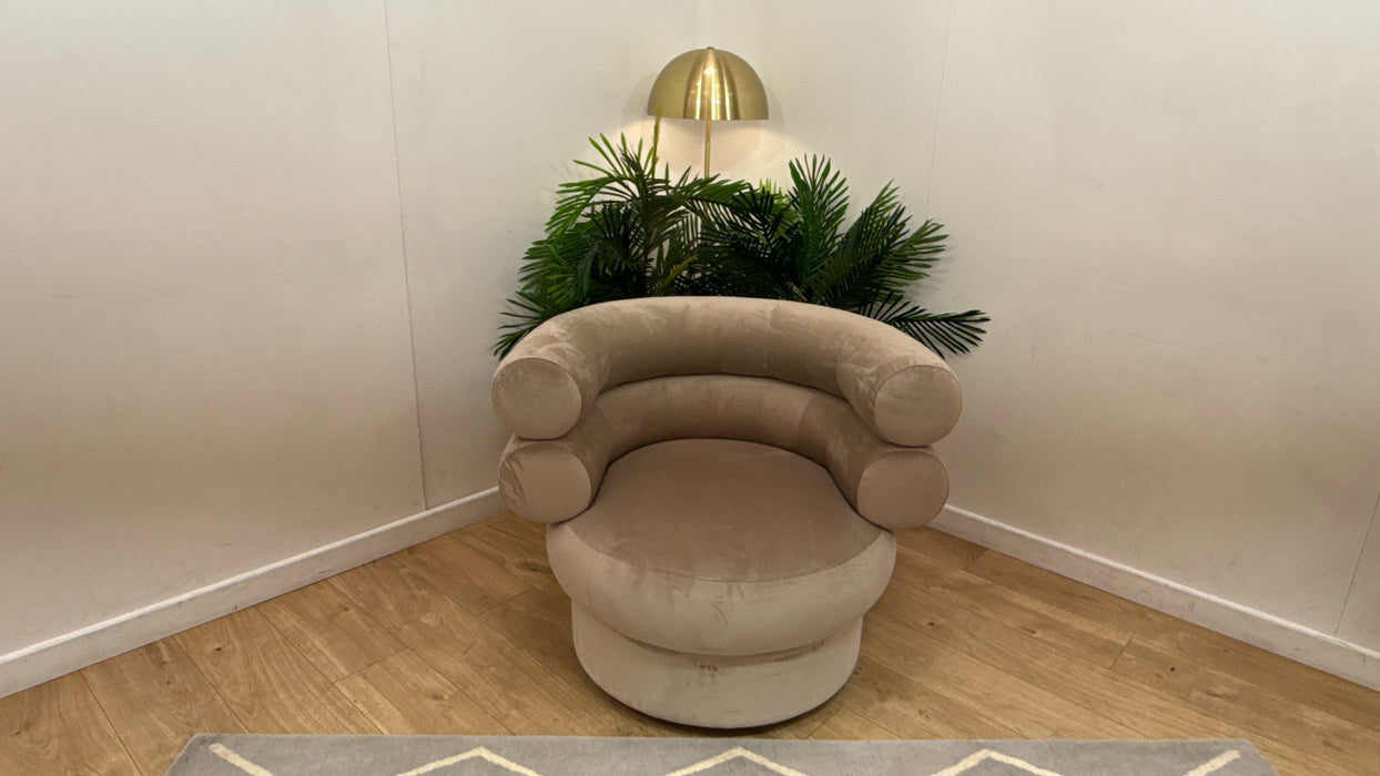 Sofology Fitzrovia Fabric Accent Swivel Chair in Matt Velvet Stone Without Trim