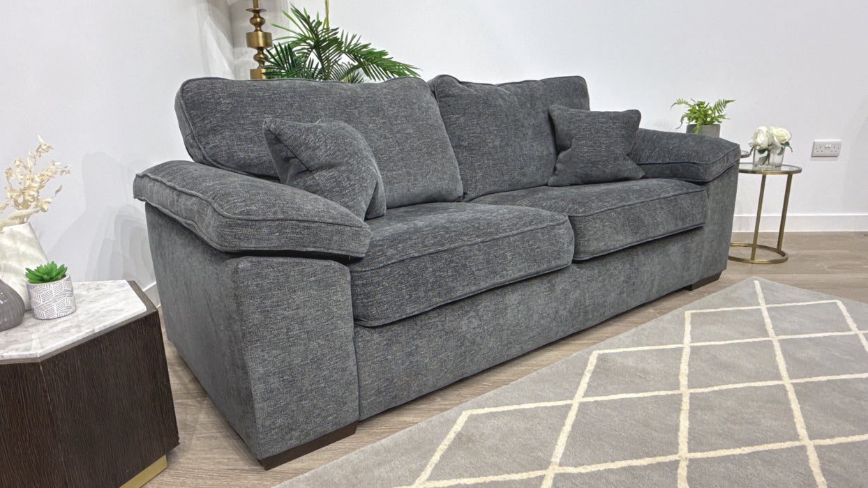 Sofology Brixton Fabric 3 Seater in Linen Look Chenille Charcoal