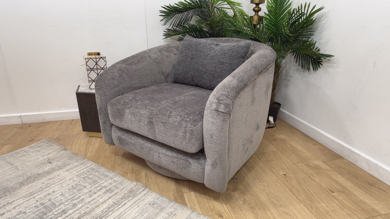 Sofology Westwood Fabric Swivel Chair in Teddy Chenille Slate Mix