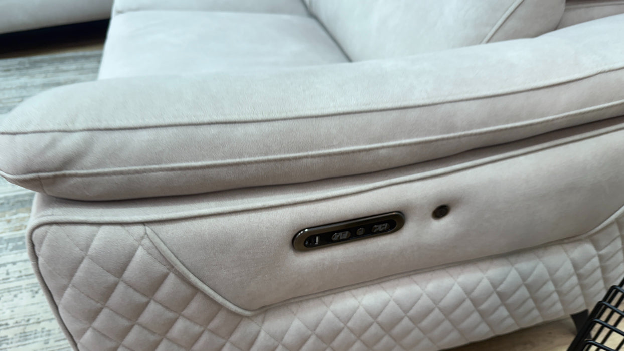 Sofology Ezra Fabric 3 Corner 3 Power Recliner/Headrest Heated Seats in Lifestyle Flecked Ivory