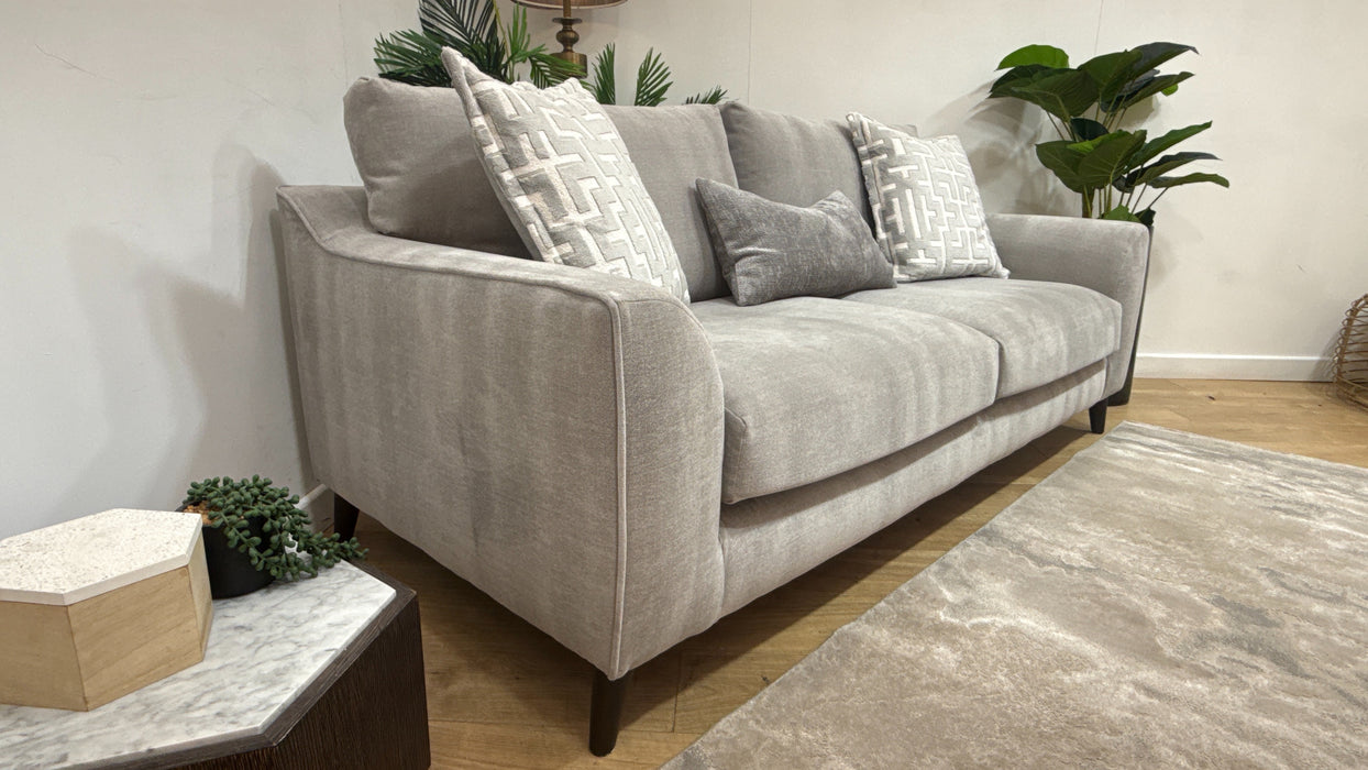 Sofology Mayfair Fabric 3 Seater Foam Seats in Soft Chenille Silver/Silver Mix