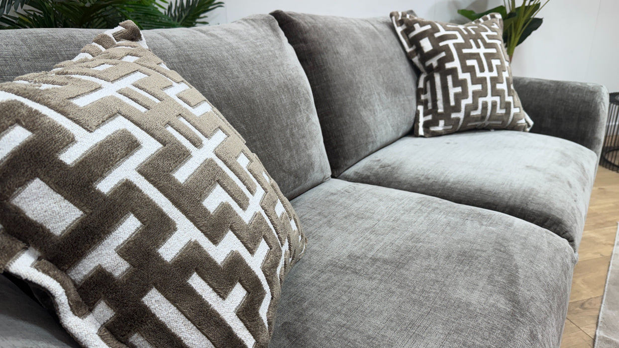 Sofology Mayfair Fabric 3 Seater Foam Seats in Luxury Chenille Truffle/Gold Mix