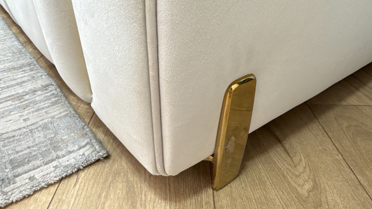 Sofology Oscar Fabric 3 Seater Gold Trim in Super Matt Velvet Ecru Mix