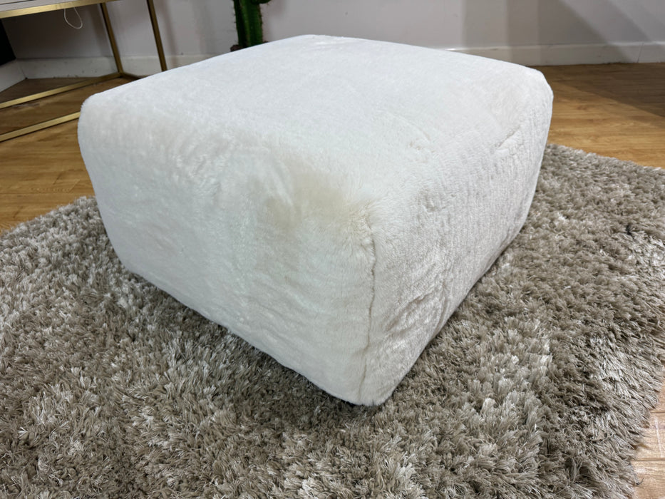 Eski Fabric Designer Foostool - Fur Ivory - ( WA2 )