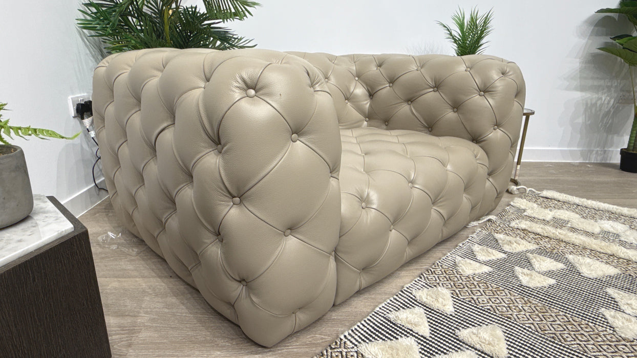 Sofology Venezia Leather Loveseat in Trusty Embossed Stone