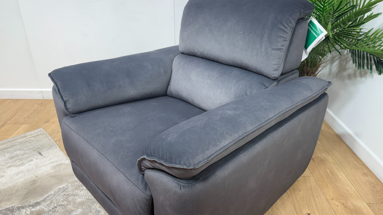 Sofology Hugo Fabric Chair Power Recliner/Headrest in Lifestyle Flecked Anthracite