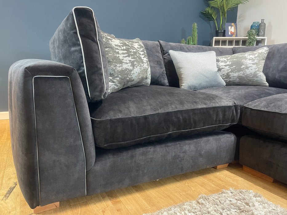 Emperor 1.5 Corner 3 Seater Full Back Lucerne Charcoal Mix Fabric (WA2)