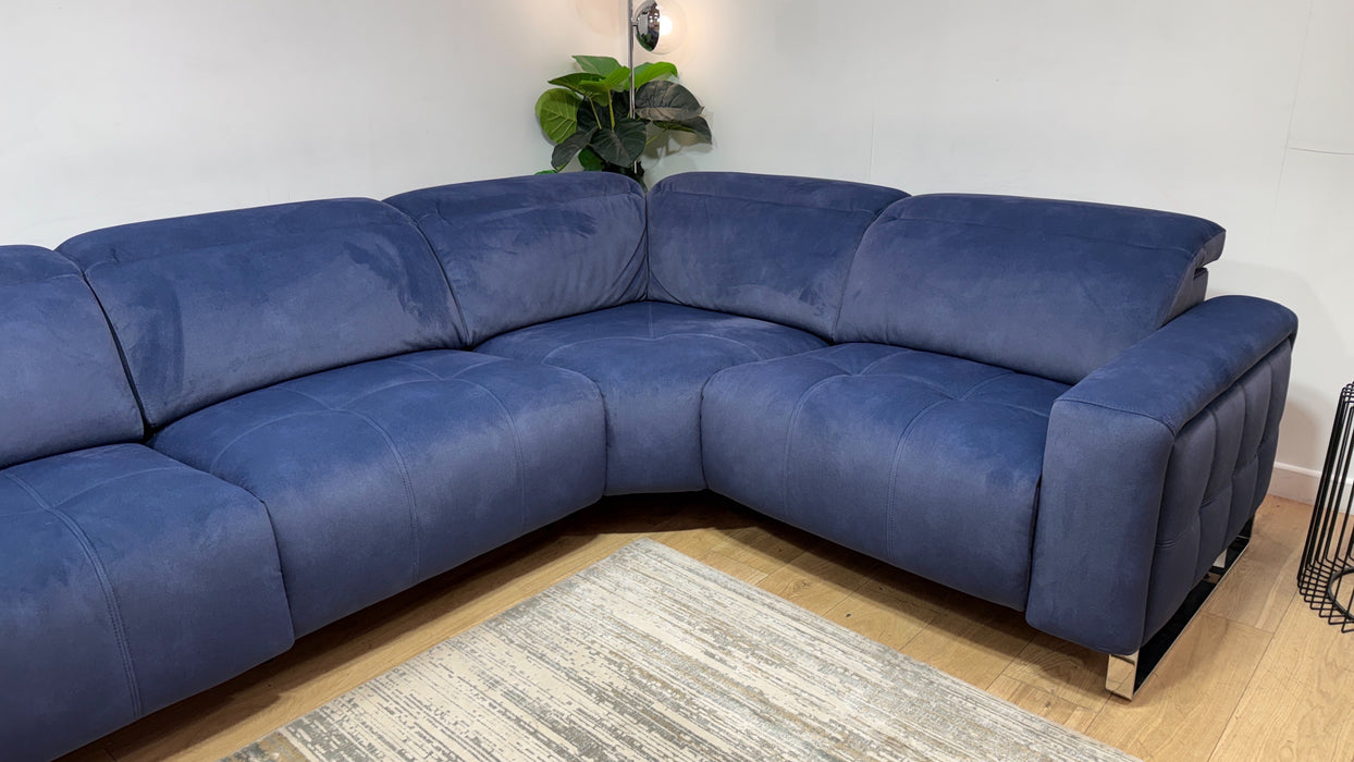 Sofology Marvella Fabric 3 Corner 1.5 Power Recliner/Headrest in Lifestyle Flecked Navy