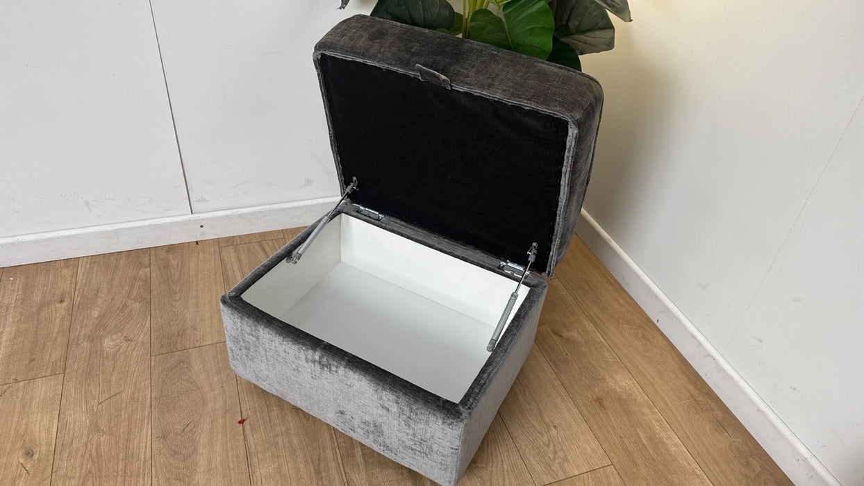 Sofology The Georgio Fabric Footstool in Luxe Chenille Grey All Over