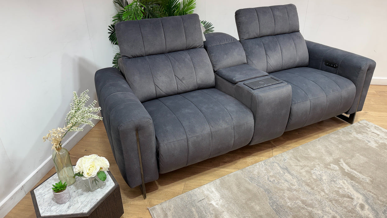 Sofology Paramount Fabric 2.5 Seater Console Power Recliner/Headrest Speakers in Lifestyle Flecked Charcoal