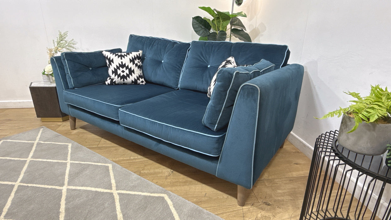 Sofology Cricket Fabric 3 Seater in Teal Velvet Mix