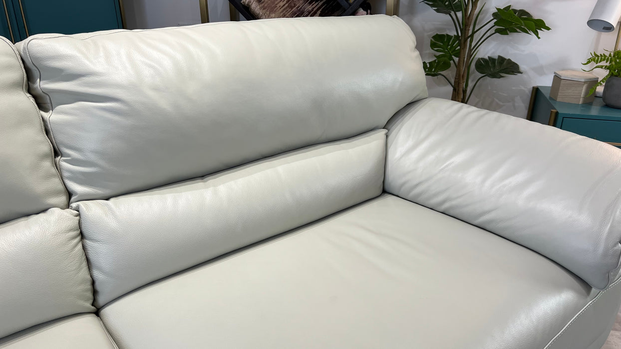 Santino 3 - Leather Sofa - Caruso Stone white