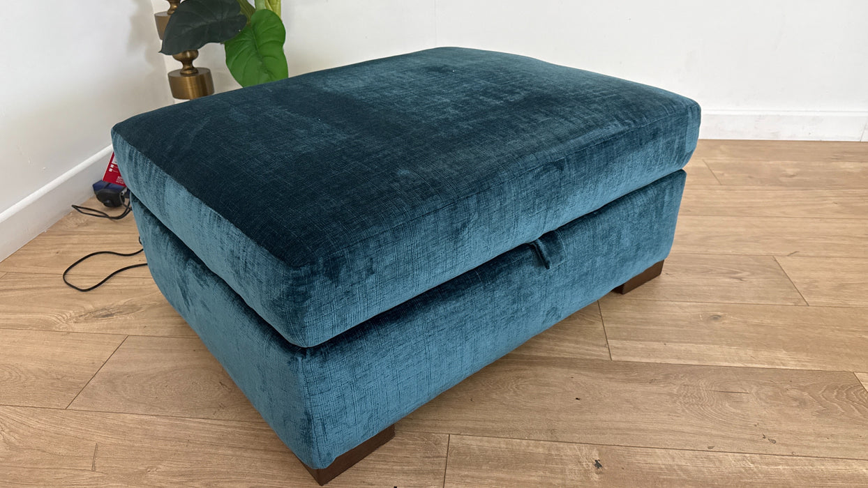 Sofology Majestica Fabric Large Storage Footstool in Luxe Chenille Teal