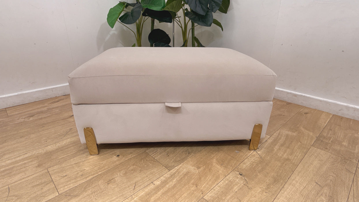 Sofology Oscar Fabric Storage Footstool in Super Matt Velvet Ecru
