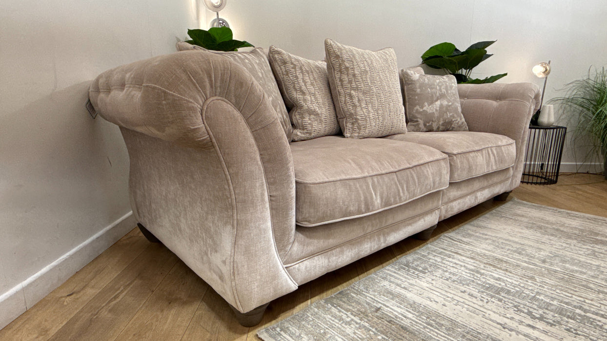 Sofology Highgrove Fabric 4 Seater Split Pillow Back Feather Flex in Luxe Chenille Oyster Mix