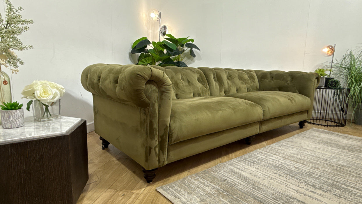 Sofology Kensington Fabric 4 Seater Split in Matt Velvet Moss