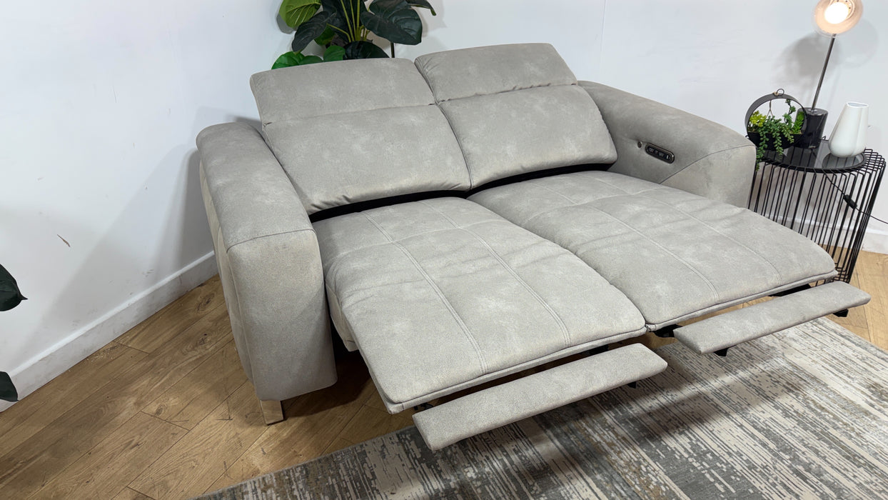 Sofology Marvella Fabric 2 Seater Power Recliner/Headrest Heated Seats in Lifestyle Flecked Stone