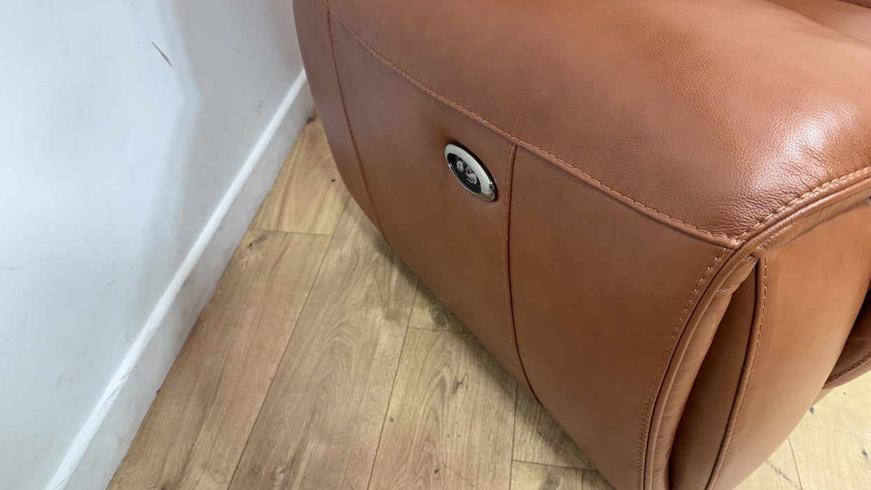 Sofology Radley Leather 3 Seater Split Triple Power Recliner in Metz Caramel