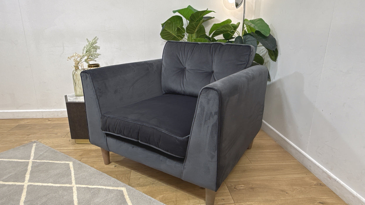Sofology Cricket Fabric Chair in Charcoal Velvet