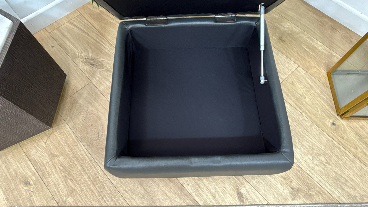 Sofology Ezra Leather Storage Footstool in Trusty Sheen Charcoal