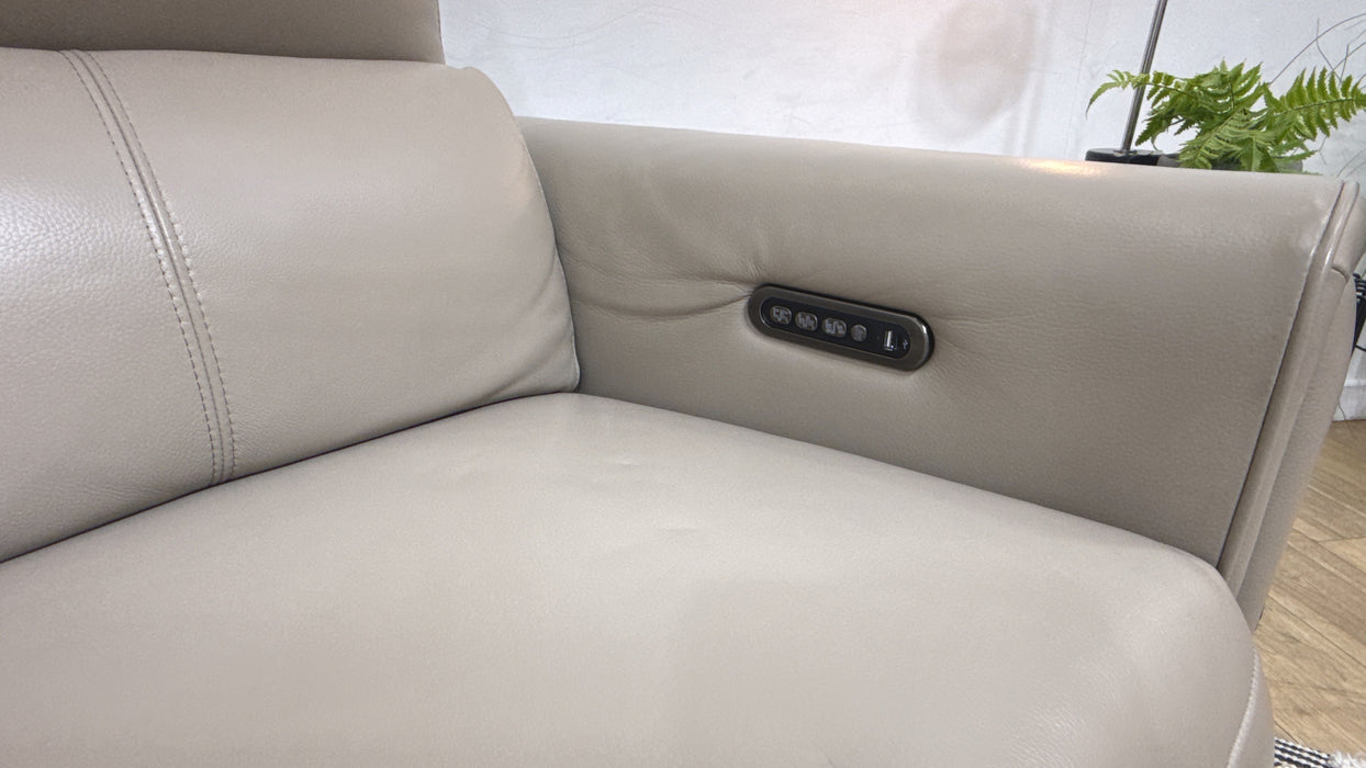 Sofology Ravello Leather 2.5 Seater Power Recliner/Headrest Lumbar Support in Trusty Embossed Stone