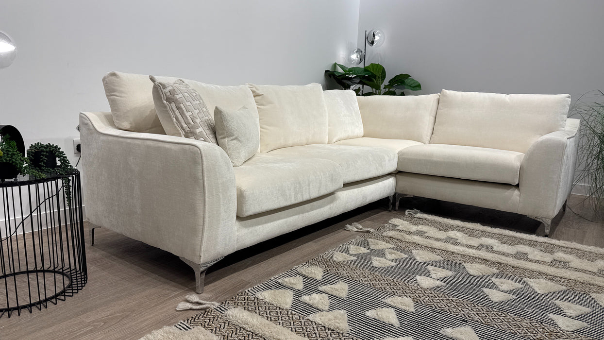 Sofology Mayfair Fabric 3 Corner 1 Foam Seats in Luxury Chenille Milk/Pearl Mix