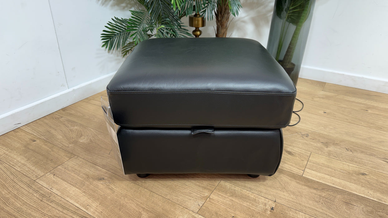 Sofology Cleveland Leather Storage Footstool in Trusty Embossed Jet Black