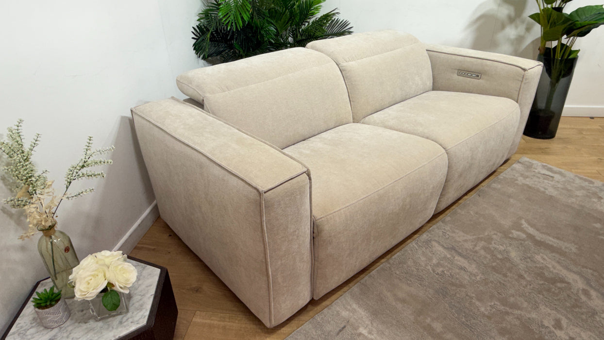 Sofology Horizon Fabric 2.5 Seater Power Recliner/Headrest in Textured Chenille Stone