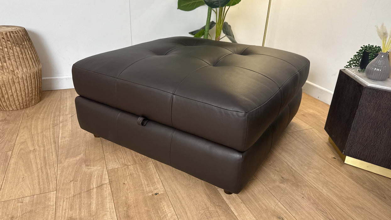 Sofology The Flex Leather Footstool in Trusty Matt Dark Brown