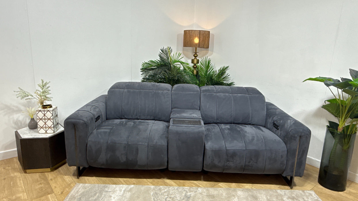 Sofology Paramount Fabric 2.5 Seater Console Power Recliner/Headrest Speakers in Lifestyle Nubuck Feel Charcoal