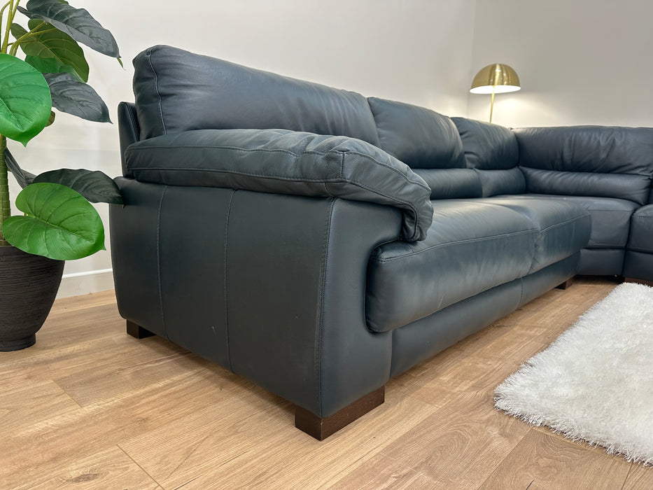 Santino 3 Corner 3 - Leather Sofa - Hampshire Blue