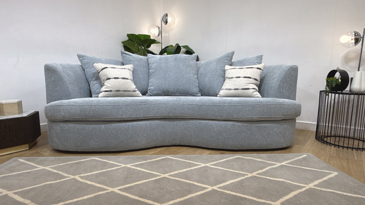 Sofology Chloe Fabric 4 Seater Pillow Back in Linen Look Chenille Sky Mix