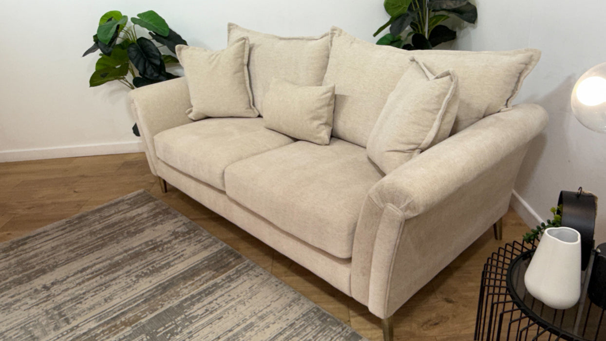 Sofology Beaumont 3 Seater Foam Seats in Linen Look Chenille Natural
