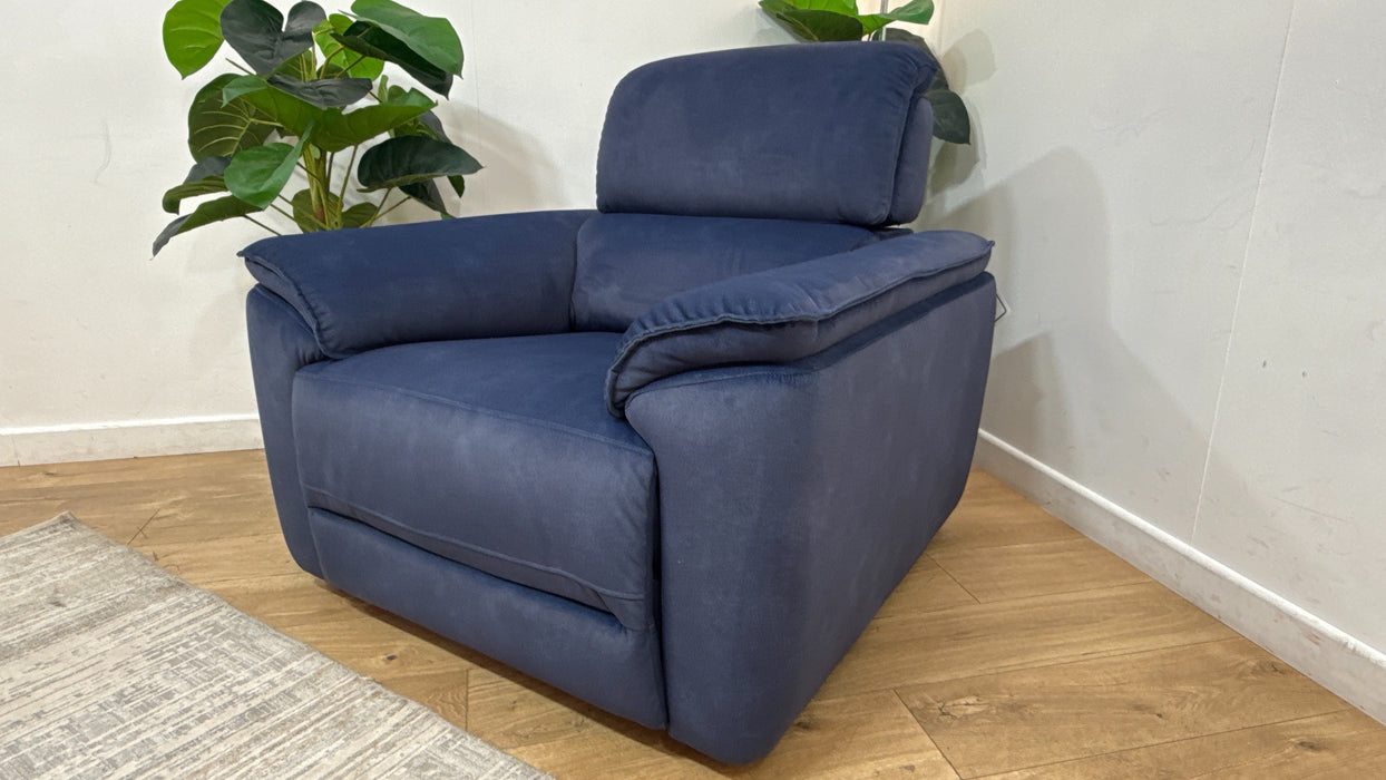 Sofology Hugo Fabric Chair Power Recliner/Headrest in Lifestyle Flecked Navy