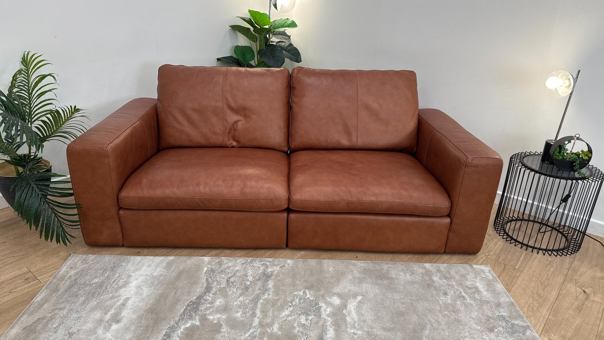 Sofology The Retreat 3 Seater Sofa in Relaxed Soft Leather Tan Mix