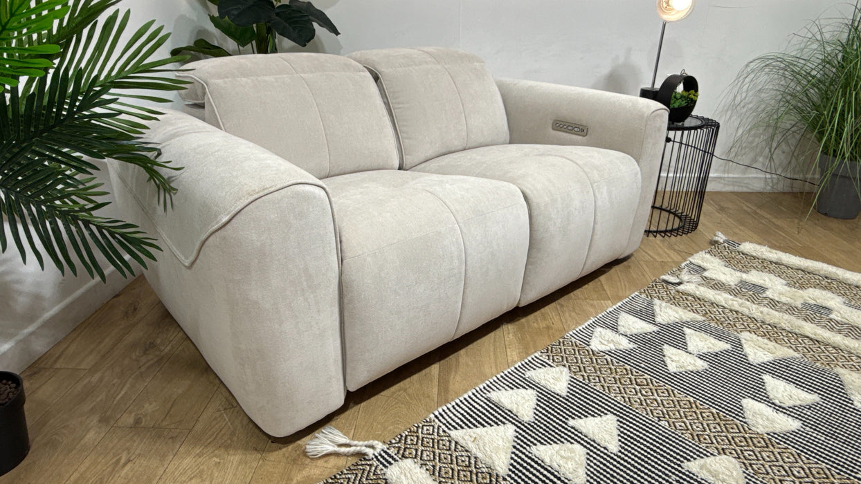 Sofology Riviera Fabric 2 Seater Power Recliner/Headrest in Relaxed Chenille Cotton