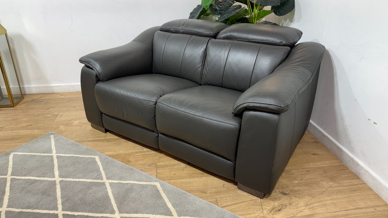 Sofology Carrera Leather 2 Seater in Trusty Embossed Charcoal