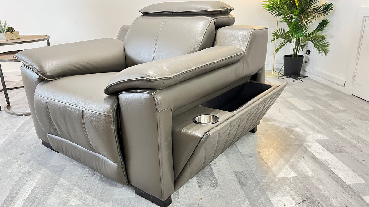 Benz Chair - Trusty Sheen Leather Storm - Power Recliner