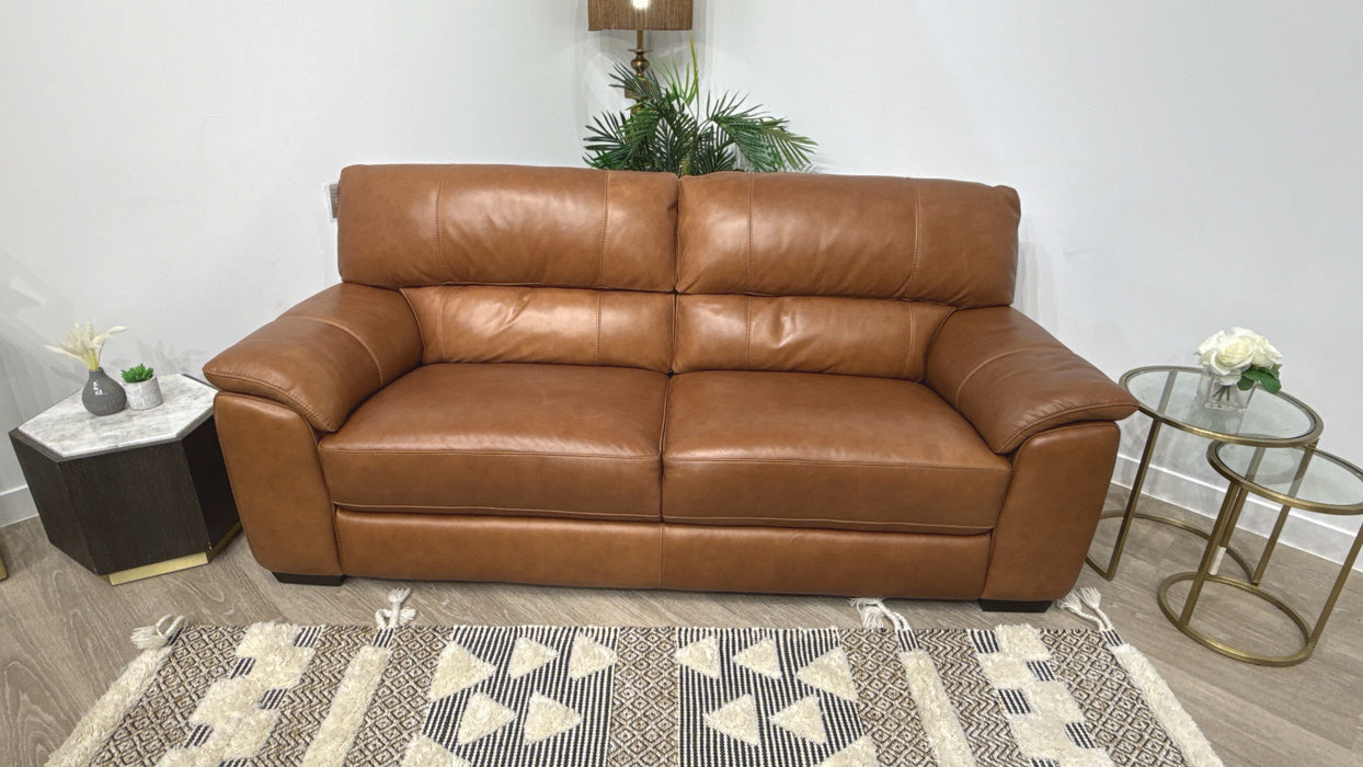 Sofology Santina Leather 3 Seater in Relaxed Soft Tan