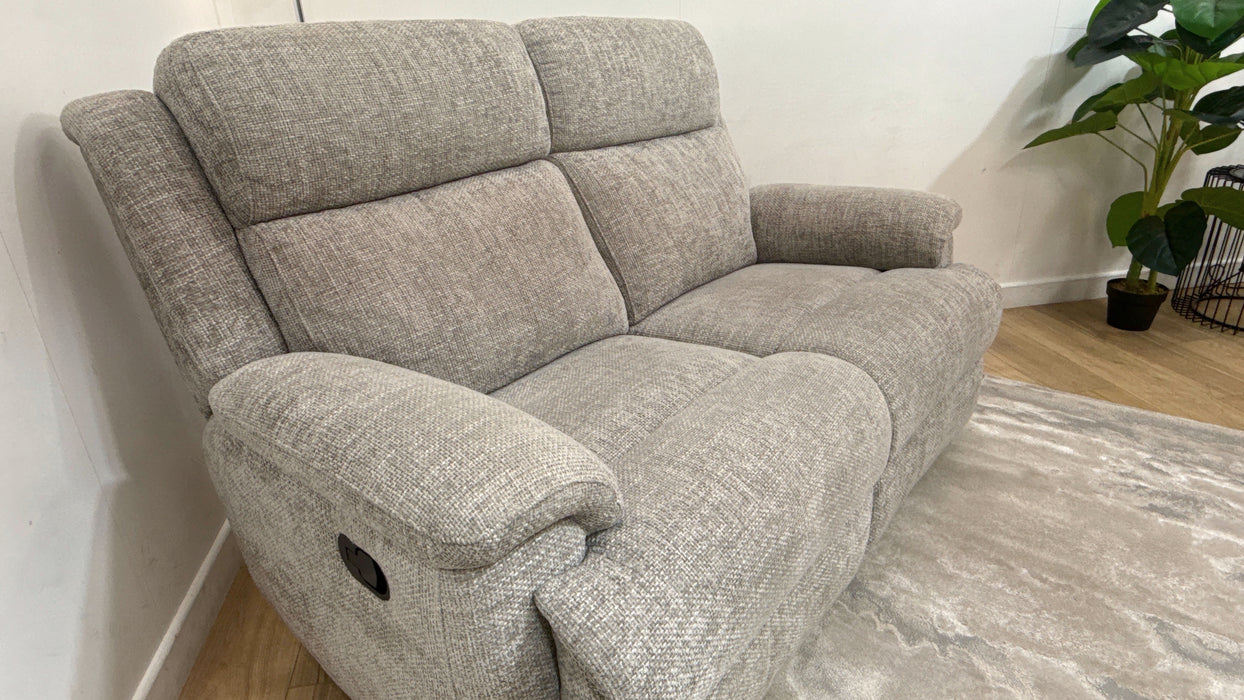 Sofology Gracie Fabric 2 Seater Manual Recliner in Hopsack Chenille Dove