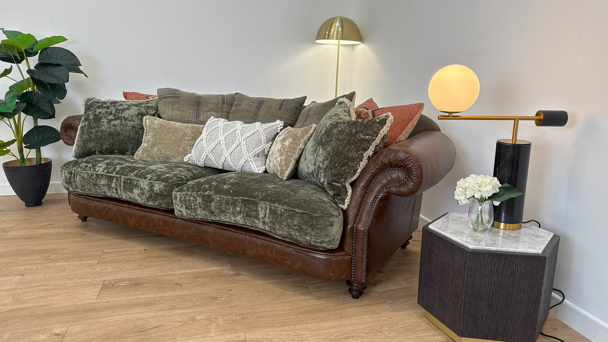 Ruskin 4 Seater Leather/Fabric Sofa