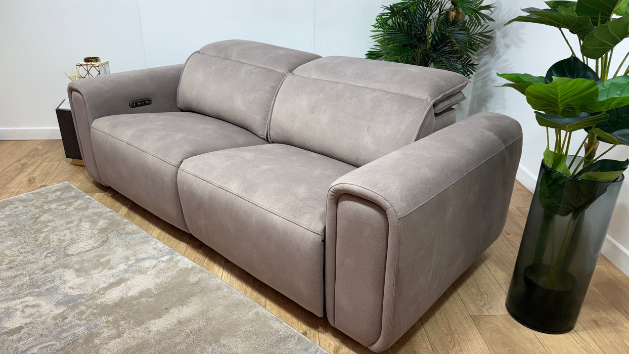 Sofology Premiere Fabric 2.5 Seater Power Recliner/Headrest in Lifestyle Flecked Nutmeg