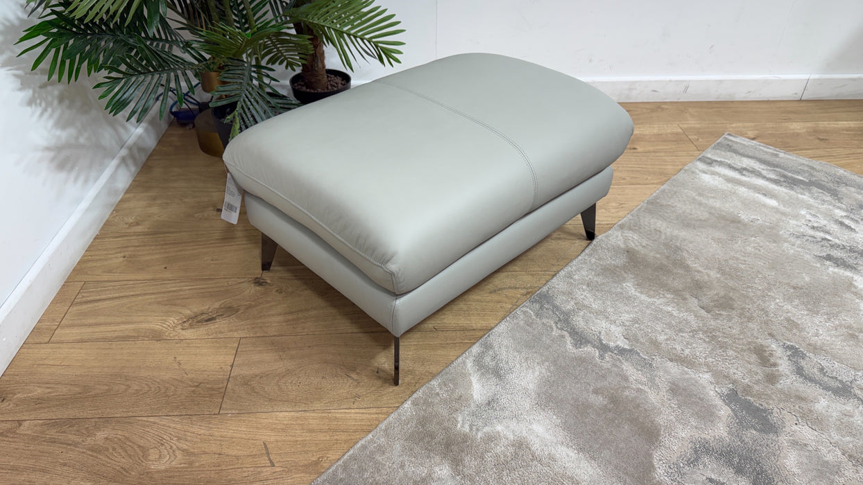Sofology Adler Leather Designer Footstool in Trusty Matt Light Grey